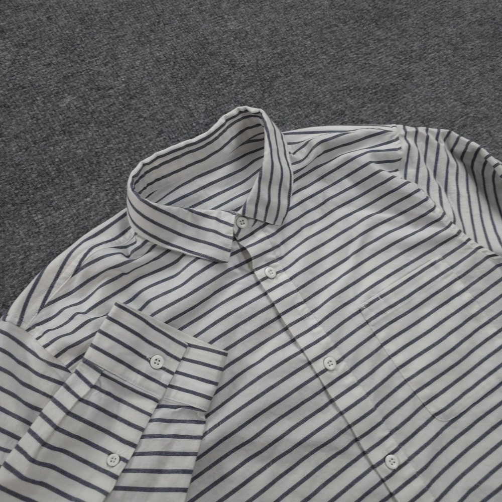Lululemon Shirt Mens XL White Stripe Commission Long Sleeve Casual Preppy